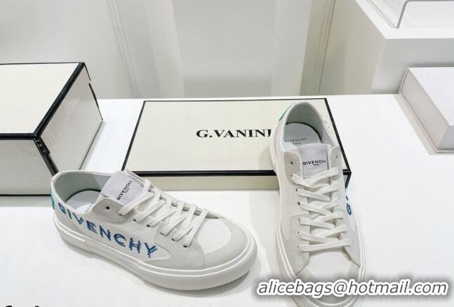 Most Popular Givenchy GIV Canvas Sneakers White/Blue 072184