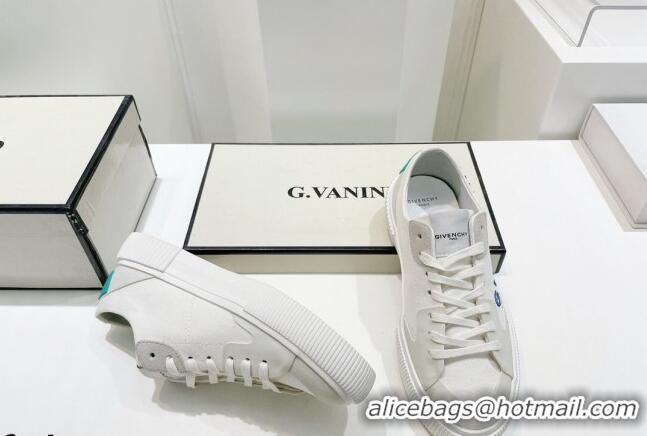 Most Popular Givenchy GIV Canvas Sneakers White/Blue 072184