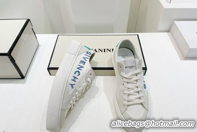 Most Popular Givenchy GIV Canvas Sneakers White/Blue 072184