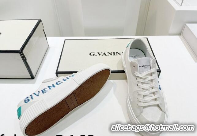 Most Popular Givenchy GIV Canvas Sneakers White/Blue 072184