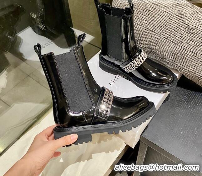 Good Quality Givenchy Shiny Leather Short Boots Black 0812105