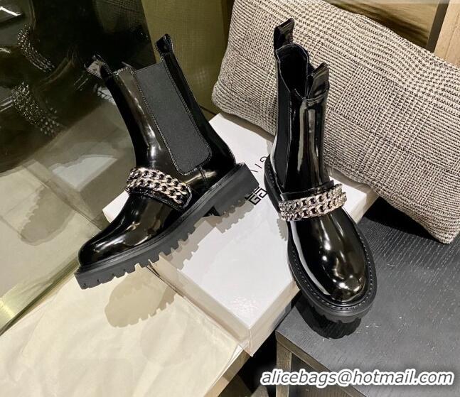 Good Quality Givenchy Shiny Leather Short Boots Black 0812105