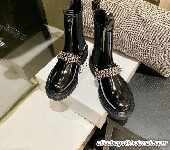 Good Quality Givenchy Shiny Leather Short Boots Black 0812105