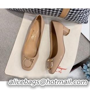 Low Price Salvatore Ferragamo Patent Leather Pumps 4cm Nude 081098