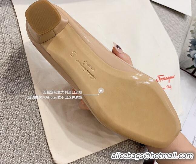 Low Price Salvatore Ferragamo Patent Leather Pumps 4cm Nude 081098