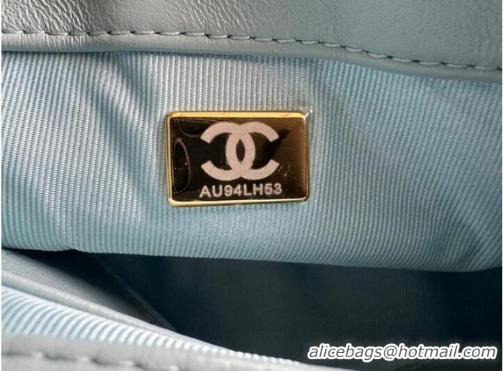 Good Quality Chanel MINI FLAP BAG Lambskin & Gold-Tone Metal AS3473 Light Blue