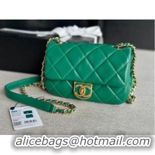 Promotional Chanel MINI FLAP BAG Lambskin & Gold-Tone Metal AS3473 green