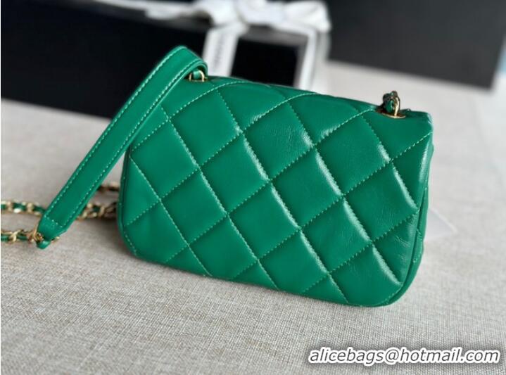 Promotional Chanel MINI FLAP BAG Lambskin & Gold-Tone Metal AS3473 green