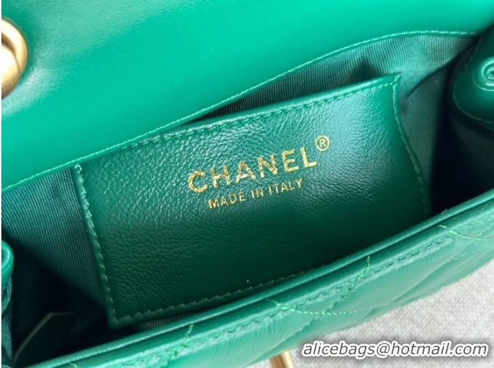 Promotional Chanel MINI FLAP BAG Lambskin & Gold-Tone Metal AS3473 green