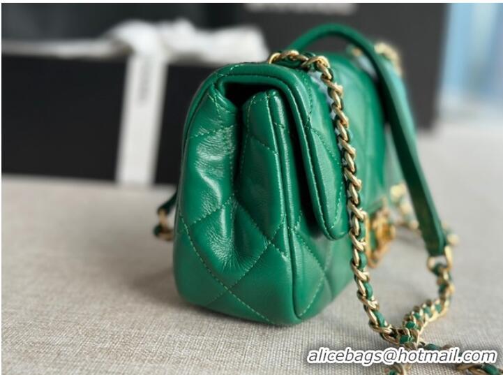 Promotional Chanel MINI FLAP BAG Lambskin & Gold-Tone Metal AS3473 green