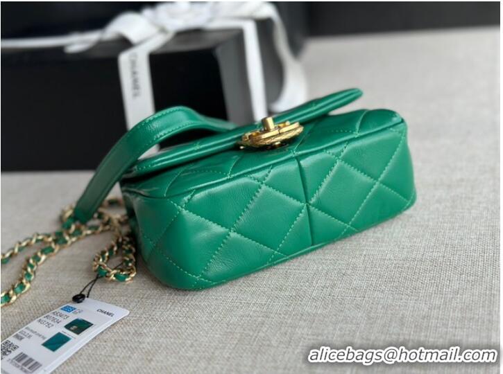 Promotional Chanel MINI FLAP BAG Lambskin & Gold-Tone Metal AS3473 green