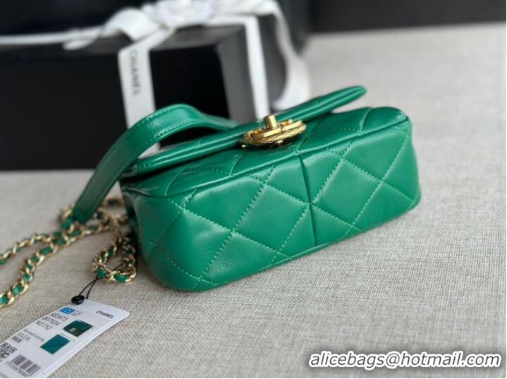 Promotional Chanel MINI FLAP BAG Lambskin & Gold-Tone Metal AS3473 green