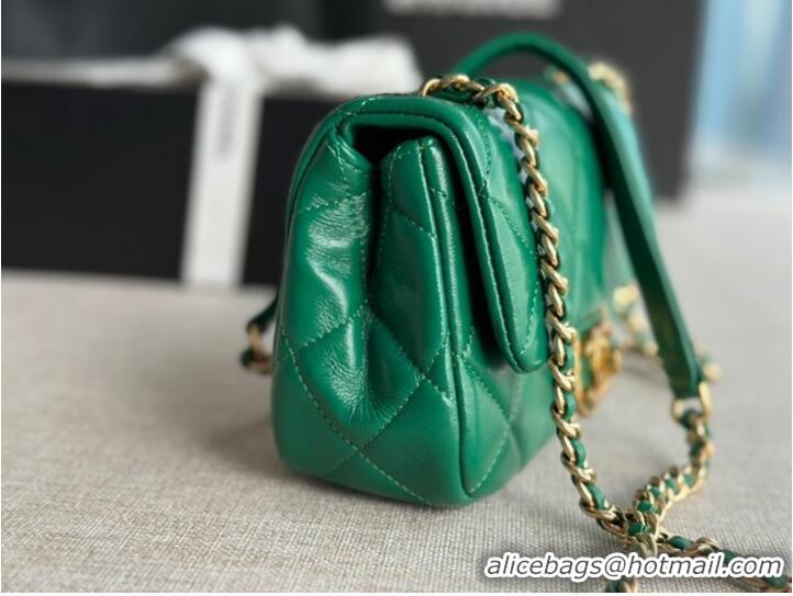 Promotional Chanel MINI FLAP BAG Lambskin & Gold-Tone Metal AS3473 green