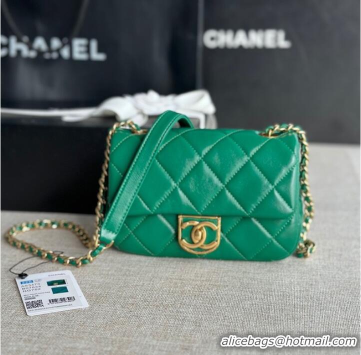 Promotional Chanel MINI FLAP BAG Lambskin & Gold-Tone Metal AS3473 green