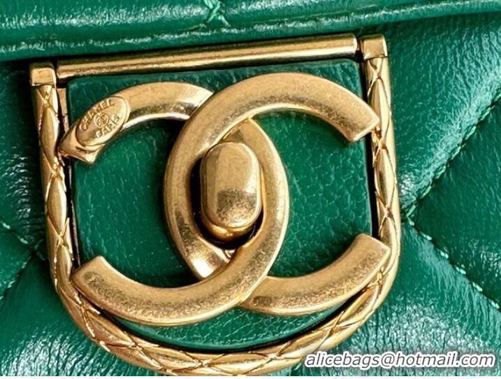 Promotional Chanel MINI FLAP BAG Lambskin & Gold-Tone Metal AS3473 green