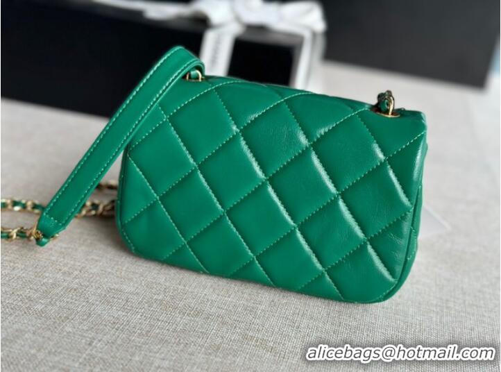 Promotional Chanel MINI FLAP BAG Lambskin & Gold-Tone Metal AS3473 green