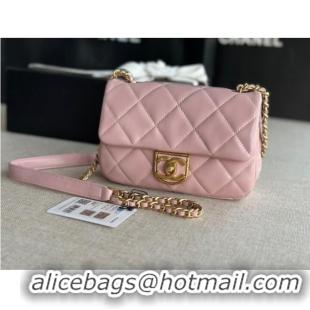 Best Price Chanel MINI FLAP BAG Lambskin & Gold-Tone Metal AS3473 pink