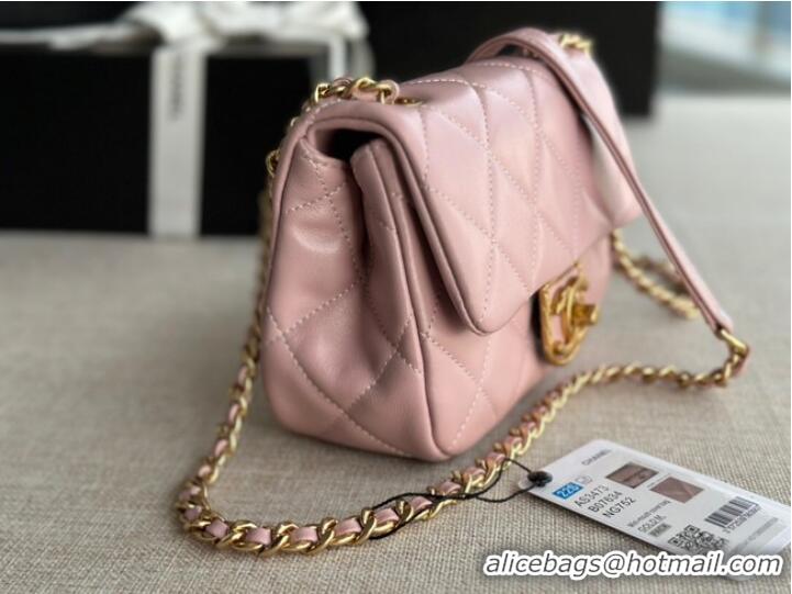 Best Price Chanel MINI FLAP BAG Lambskin & Gold-Tone Metal AS3473 pink