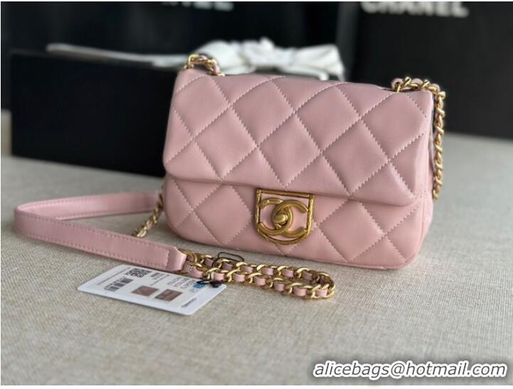 Best Price Chanel MINI FLAP BAG Lambskin & Gold-Tone Metal AS3473 pink