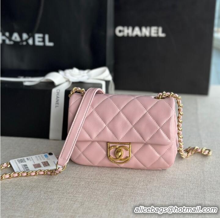 Best Price Chanel MINI FLAP BAG Lambskin & Gold-Tone Metal AS3473 pink