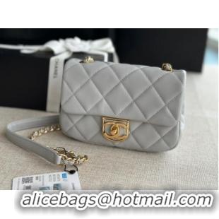 Pretty Style Chanel MINI FLAP BAG Lambskin & Gold-Tone Metal AS3473 gray