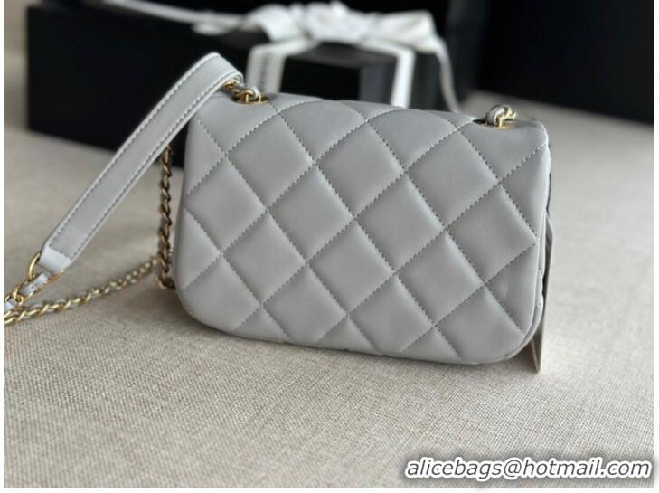 Pretty Style Chanel MINI FLAP BAG Lambskin & Gold-Tone Metal AS3473 gray