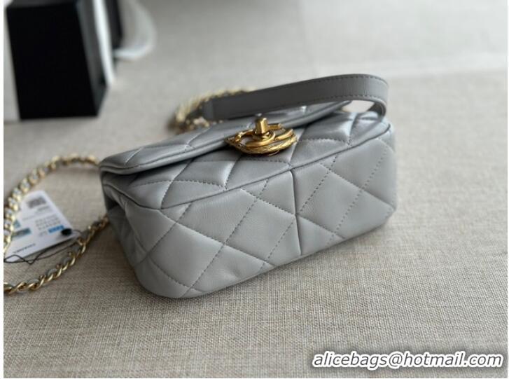 Pretty Style Chanel MINI FLAP BAG Lambskin & Gold-Tone Metal AS3473 gray