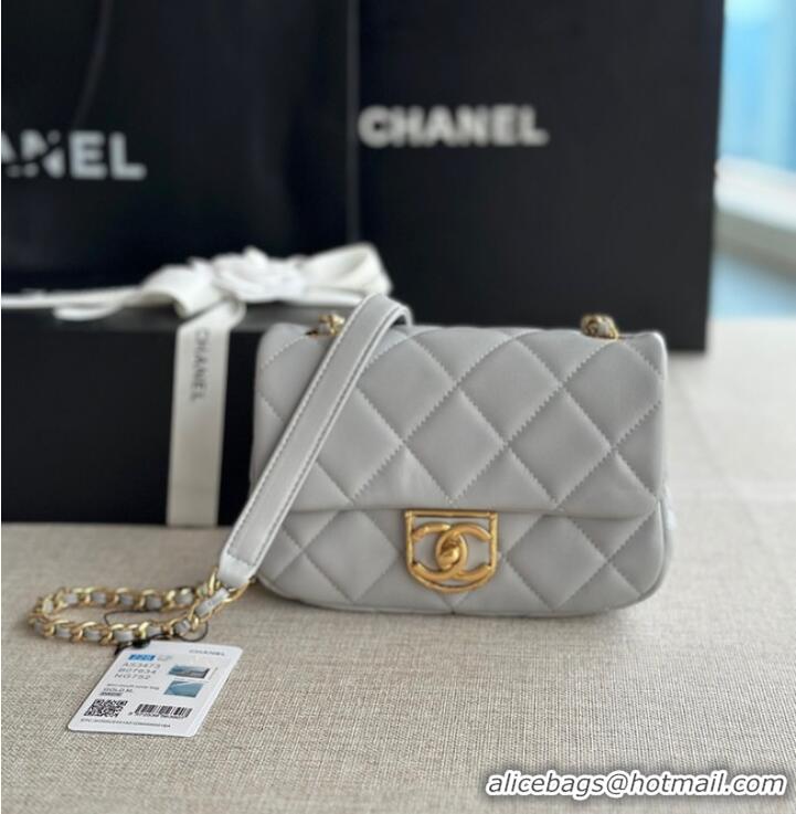 Pretty Style Chanel MINI FLAP BAG Lambskin & Gold-Tone Metal AS3473 gray