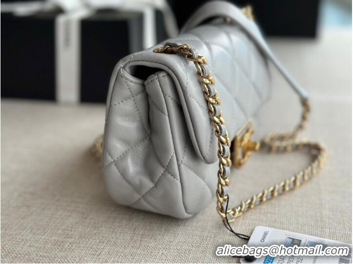 Pretty Style Chanel MINI FLAP BAG Lambskin & Gold-Tone Metal AS3473 gray