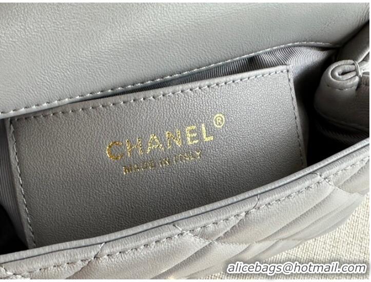 Pretty Style Chanel MINI FLAP BAG Lambskin & Gold-Tone Metal AS3473 gray