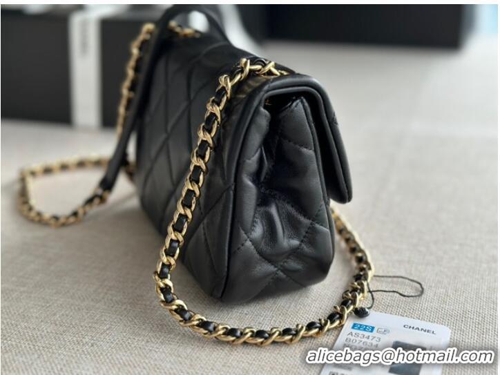 Top Grade Chanel MINI FLAP BAG Lambskin & Gold-Tone Metal AS3473 black