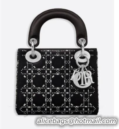 Best Price MINI LADY DIOR BAG Strass Cannage Satin M0500P black