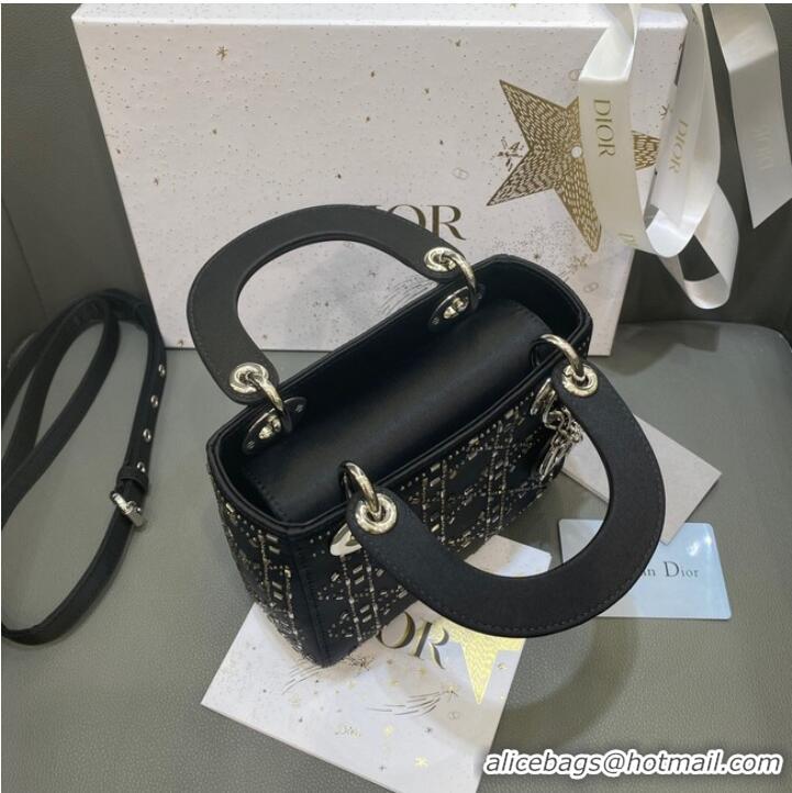 Best Price MINI LADY DIOR BAG Strass Cannage Satin M0500P black