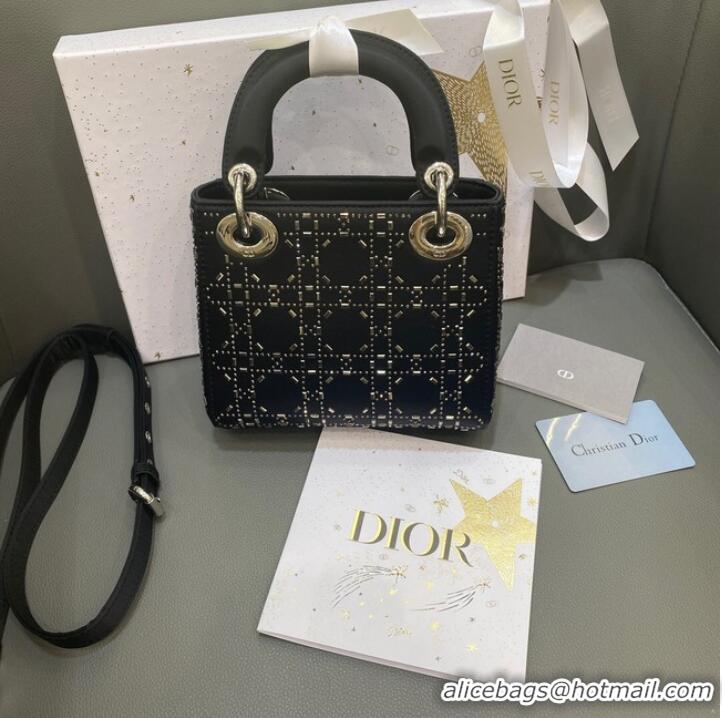 Best Price MINI LADY DIOR BAG Strass Cannage Satin M0500P black