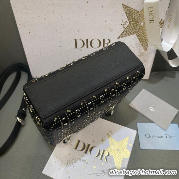 Best Price MINI LADY DIOR BAG Strass Cannage Satin M0500P black