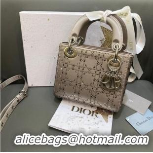 Affordable Price MINI LADY DIOR BAG Strass Cannage Satin M0500P gray