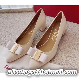 Best Grade Salvatore Ferragamo Alice Vara Bow Point Pumps 5.5cm White 101172