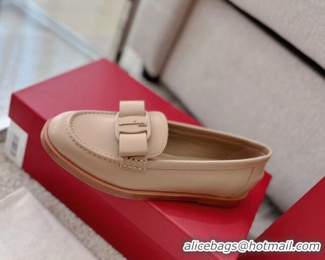 Durable Salvatore Ferragamo Alice Vara Bow Calfskin Loafers Nude 2101175