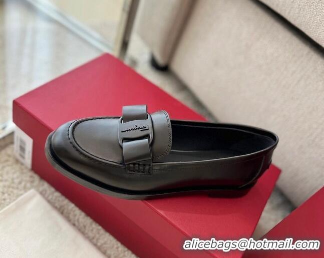 Discount Salvatore Ferragamo Alice Vara Bow Calfskin Loafers Black 2101176