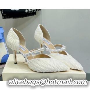 Good Quality Jimmy Choo Pearl Pumps 8.5cm White 062257