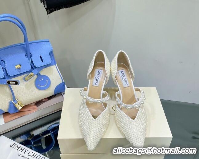 Good Quality Jimmy Choo Pearl Pumps 8.5cm White 062257