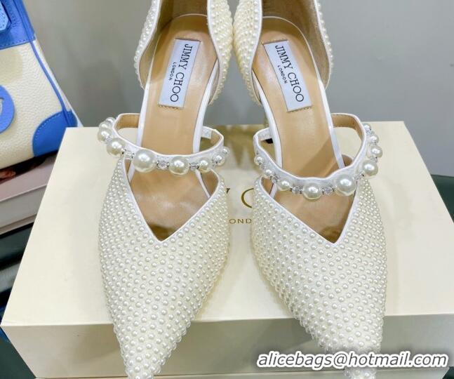 Good Quality Jimmy Choo Pearl Pumps 8.5cm White 062257