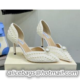 Grade Quality Jimmy Choo Pearl Pumps 8.5cm White 0622578