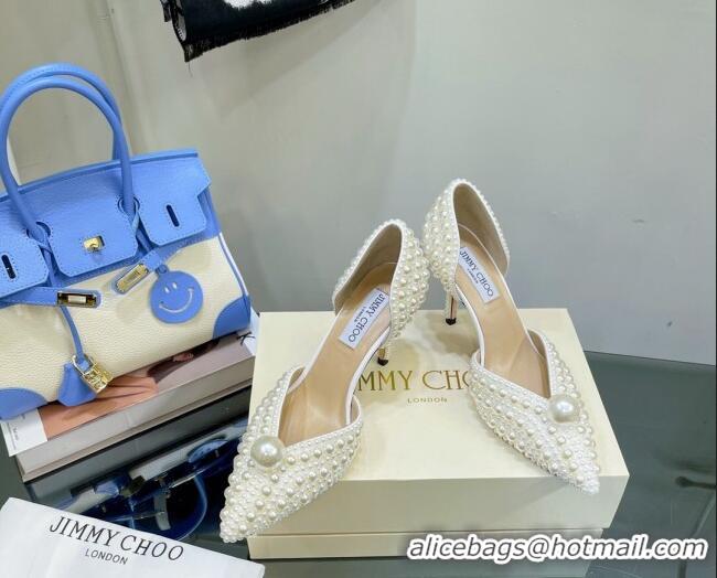 Grade Quality Jimmy Choo Pearl Pumps 8.5cm White 0622578