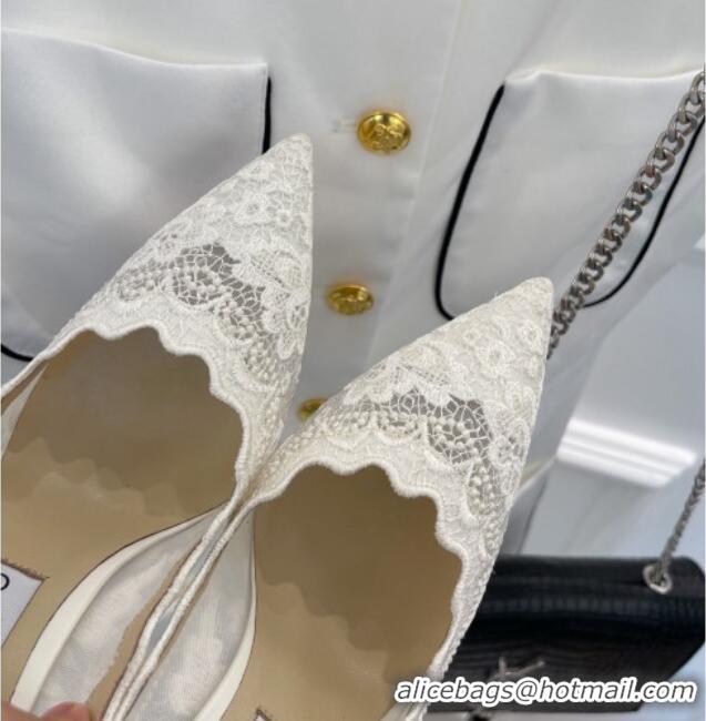 Discount Jimmy Choo Lace High Heel Pumps 8.5cm White 2070416