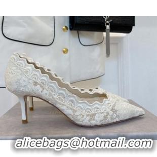 Low Cost Jimmy Choo Lace Medium Heel Pumps 6.5cm White 070417