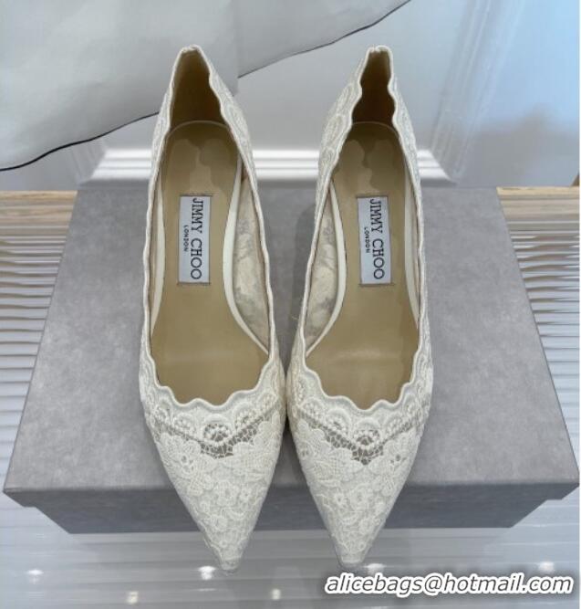 Low Cost Jimmy Choo Lace Medium Heel Pumps 6.5cm White 070417