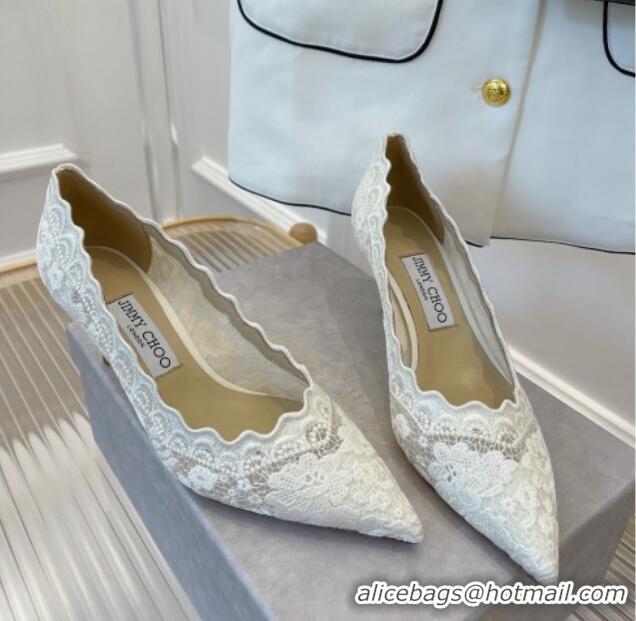 Low Cost Jimmy Choo Lace Medium Heel Pumps 6.5cm White 070417