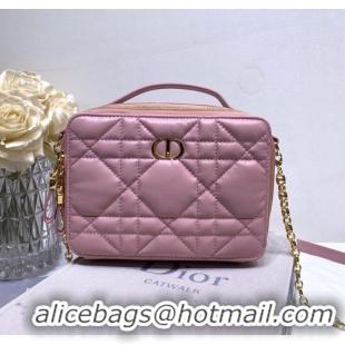 Cheapest DIOR CARO BOX BAG WITH CHAIN Latte Quilted Macrocannage Calfskin S5140UNG pink