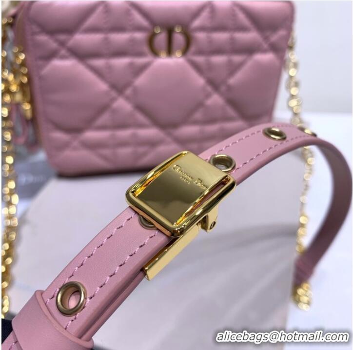 Cheapest DIOR CARO BOX BAG WITH CHAIN Latte Quilted Macrocannage Calfskin S5140UNG pink